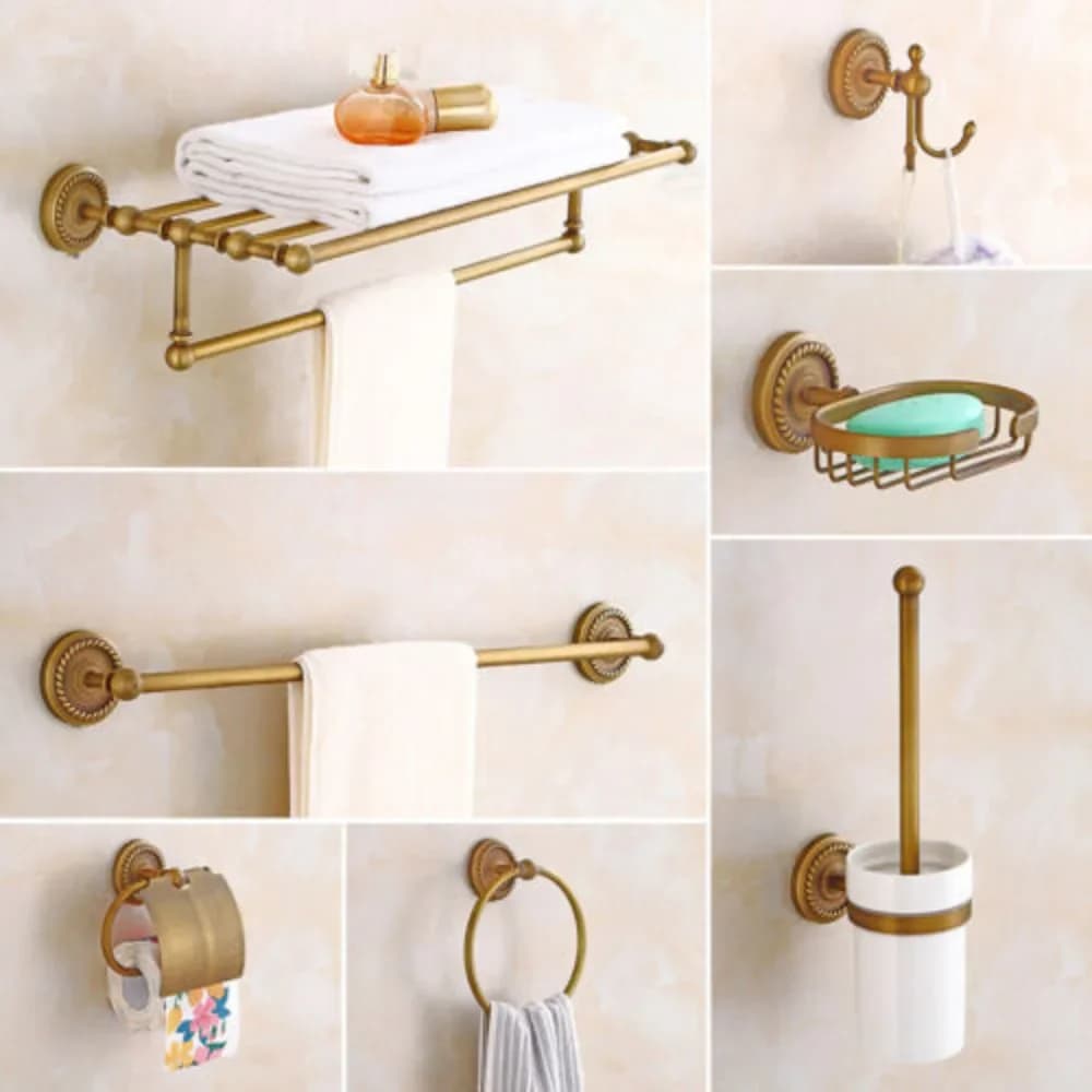 Set di accessori da bagno di lusso da 7 pezzi: porta carta igienica moderno, dispenser di sapone, portasciugamani, portaspazzole, arredamento per il bagno