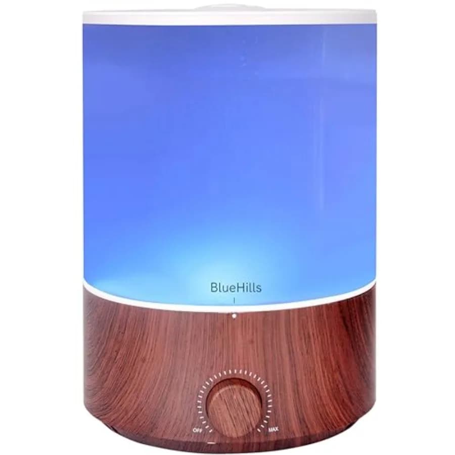 XL essential oil diffuser for home aromatherapy, 4000 ml dark wood grain humidifier with high mist output, 70-hour runtime, moo
