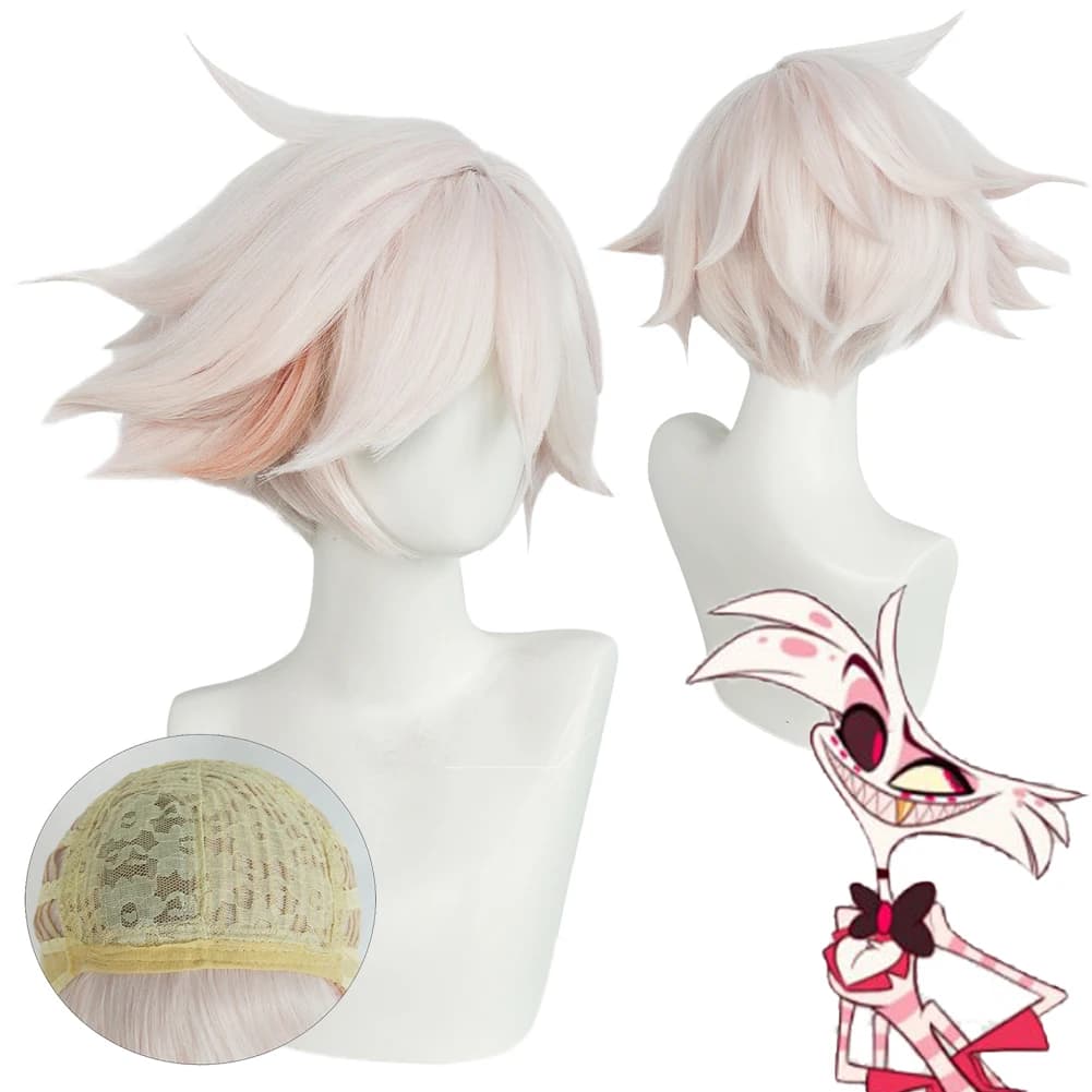 Fantasia Angel Dust Parrucche Cosplay Capelli TV Hell Inn Disfraz Accessori per costumi Donna Uomo Fantasy Halloween Carnevale Festa Prop