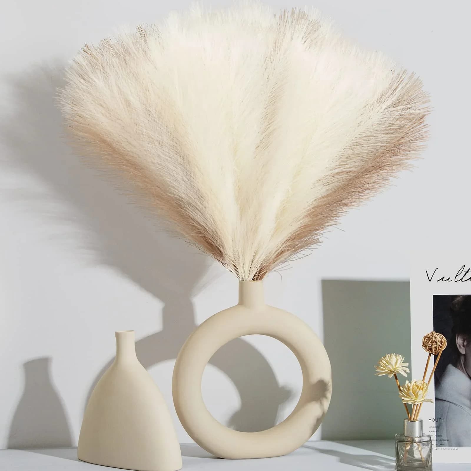 Fiori di pampa artificiali 10 pezzi Boho Home Decor Bouquet Centrotavola per matrimoni per feste Accessori fai da te Fiore finto Reed Pampa Erba