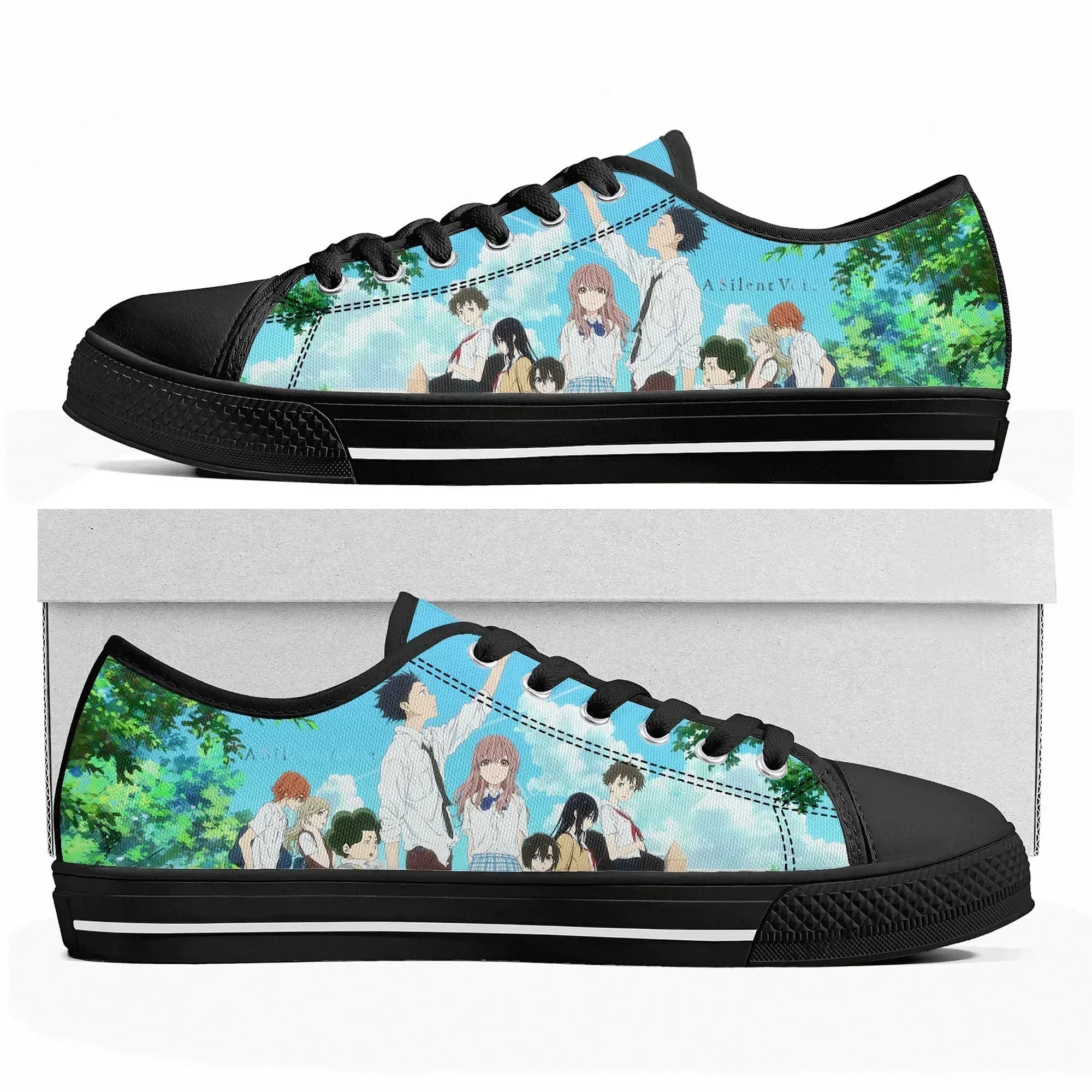 A Silent Voice Low Top Sneakers Womens Mens High Quality Canvas Sneaker Casual Japanese Anime Cartoon Customize Shoes