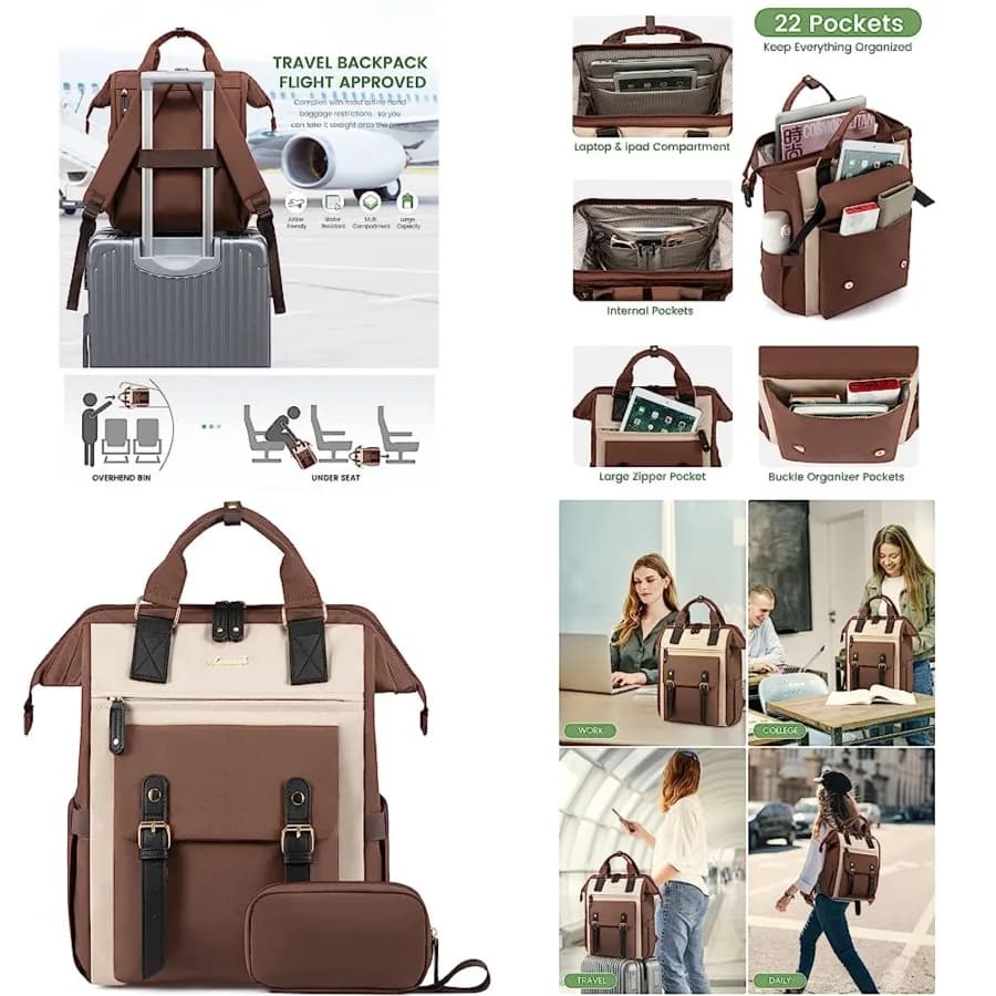 Zaino per Laptop da Donna, Zaino da Lavoro e Viaggio, Elegante Borsa da College, Borsa per Computer da Ufficio, per Insegnanti, Medici, Infermieri