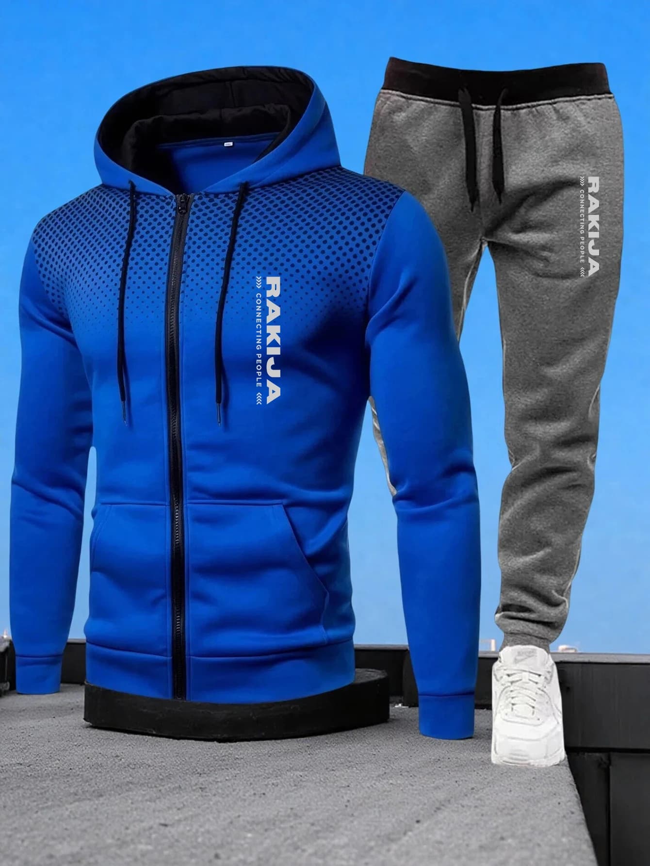 Two-piece Set of Warm Sportswear for Autumn and Winter, 2025 New Style Fashionable Men's Zipper Hoodie + Casual Pants Set