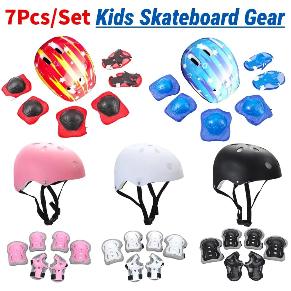 Casco per Bicicletta per Bambini con Set di Protezioni per Ginocchia, Gomiti e Polsi, Casco per Bambini con Set di Protezioni per Bicicletta, Ciclismo, Skateboard, Monopattino e Pattinaggio