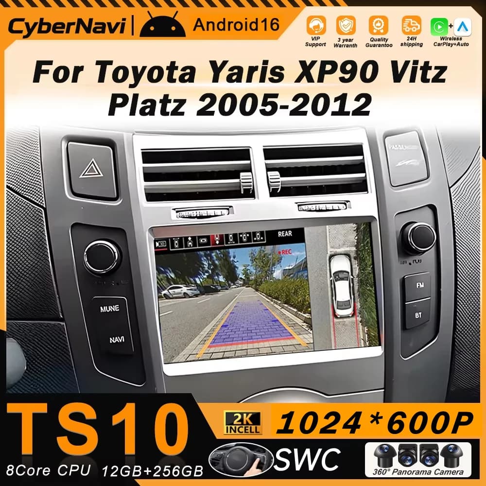 Autoradio Android per Toyota Yaris XP90 Vitz Platz 2005-2012 Navigazione GPS Stereo CarPlay 2 Din Auto Multimedia 4G WIFI Player