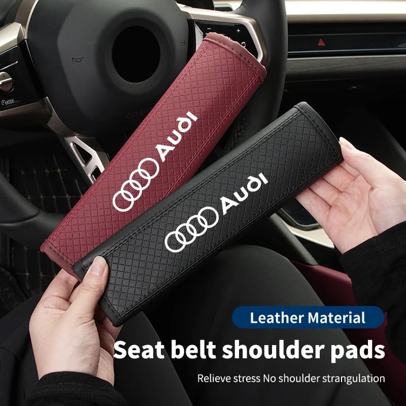 Auto Safety Belt Leather Strap Cover Safety Belt Safety Belt Padded For Audi Sline A3 A4 RS5 A6 A7 A8 Q2 Q3 Q7 Q8 Quattr