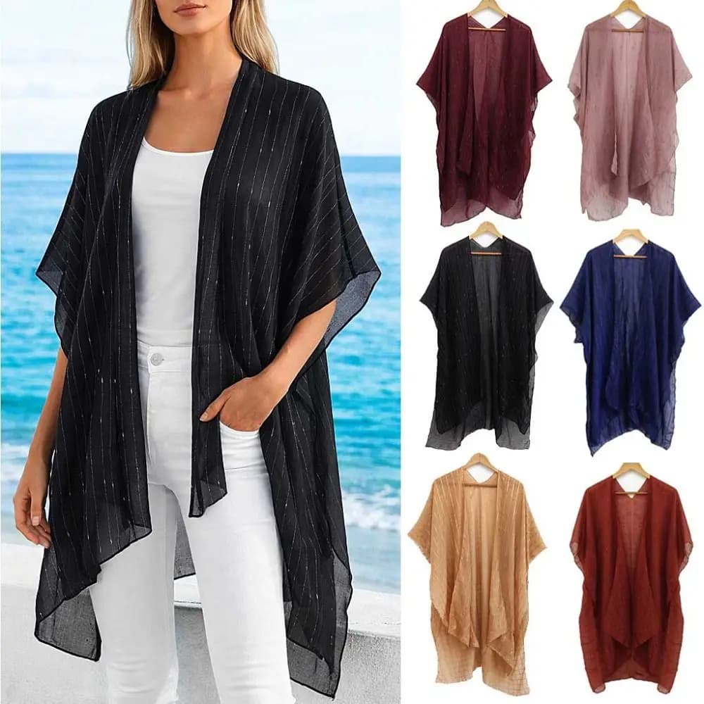 Versatile Lightweight Women Tulle Shawl V-Neck Cardigans Breathable Summer Scarf UV Protection Lightweight Shawl Daily Wear