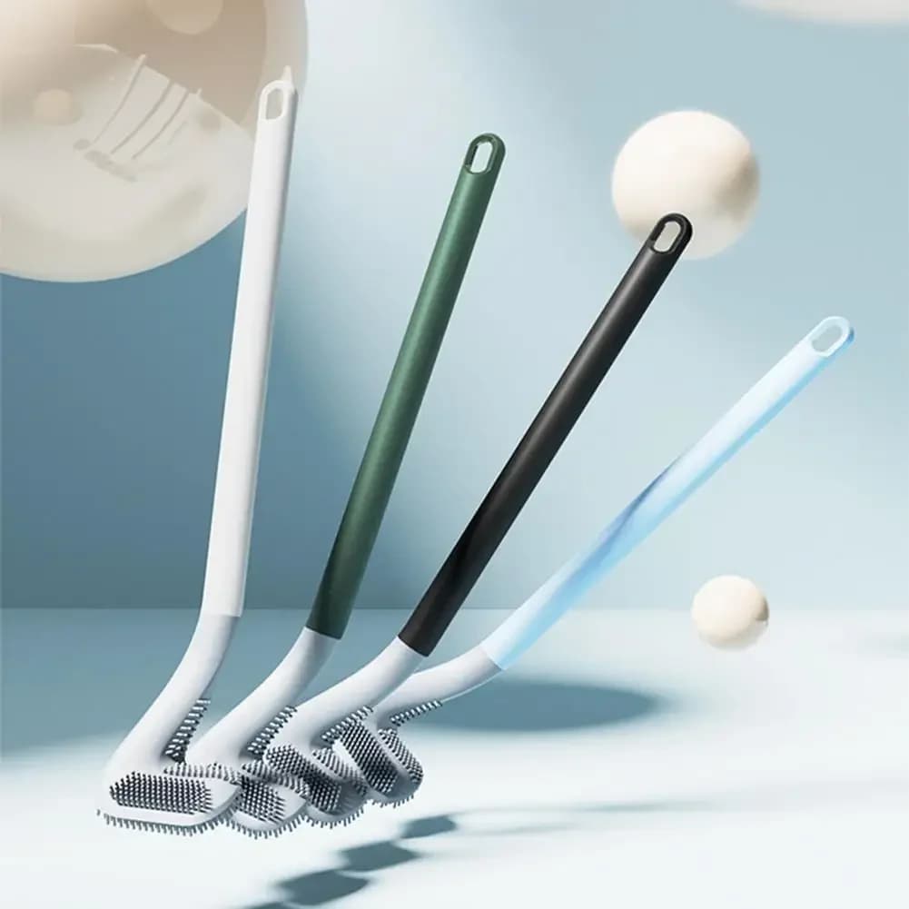 Set di spazzole per WC in silicone da golf Spazzola per pulizia WC con manico lungo Accessori per il bagno igienici moderni neri Scopino per WC