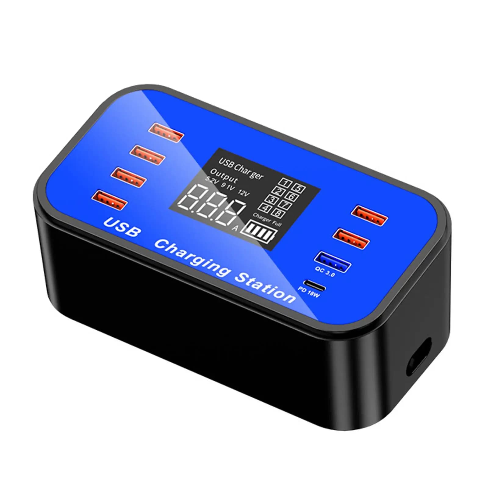 Caricatore USB Multiplo con 8 Porte e Display LCD