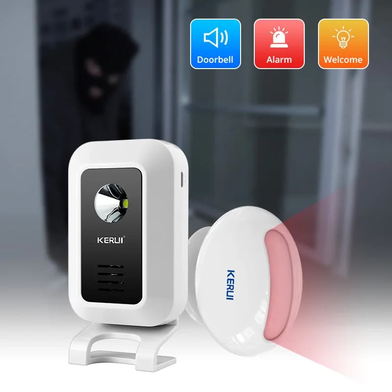 KERUI Wireless Welcome Chime Bell Rilevatore di sensori di movimento Allarme di sicurezza 32 brani Campanello Smart Home LED Night Light Negozio Negozio