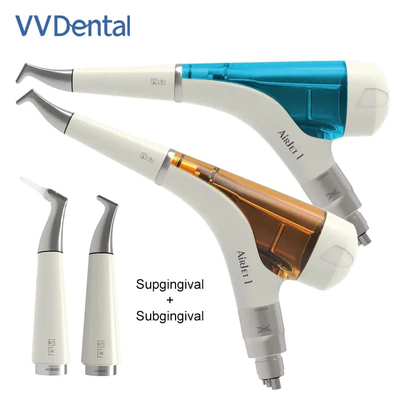 VVDental Lucidatore Dentale ad Aria Supragengivale/Subgengivale 2 in 1, Strumento Professionale per Lucidatura e Sbiancamento dei Denti con Flusso d'Aria