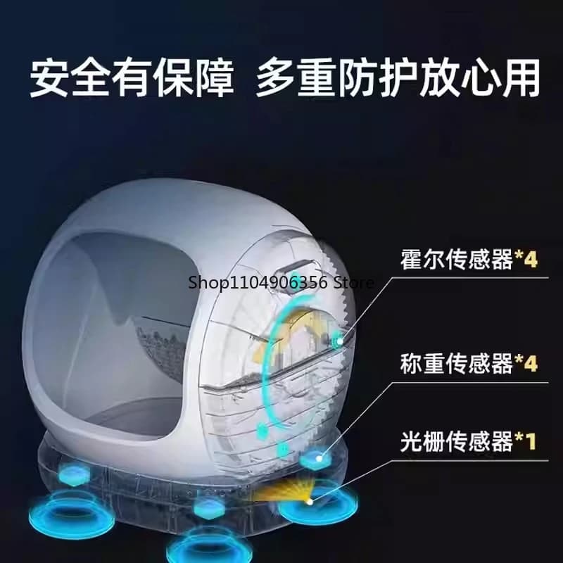 Lettiera per gatti completamente automatica, di grandi dimensioni, antispruzzo, tipo aperto, antiodore, con pulizia elettrica intelligente, toilette per gatti