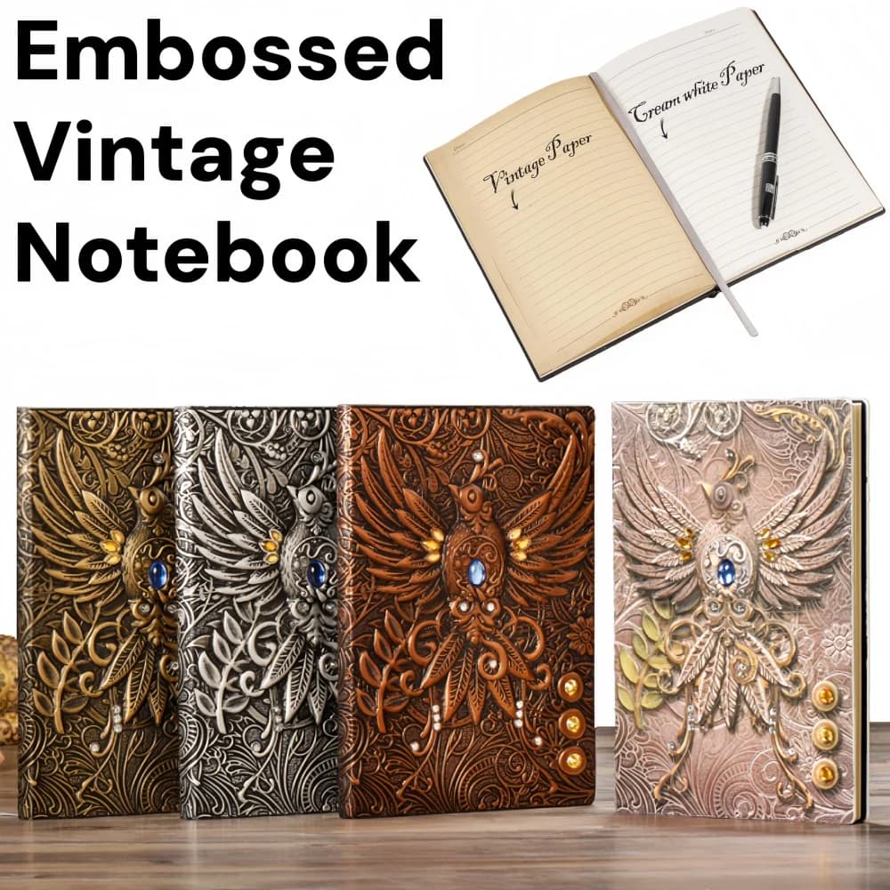 A5 Vintage Phoenix Notebook,Personalized Travel Journal Diary Book 3D Handmade Retro Sketchbook Writing,Gift for Ladies and Men