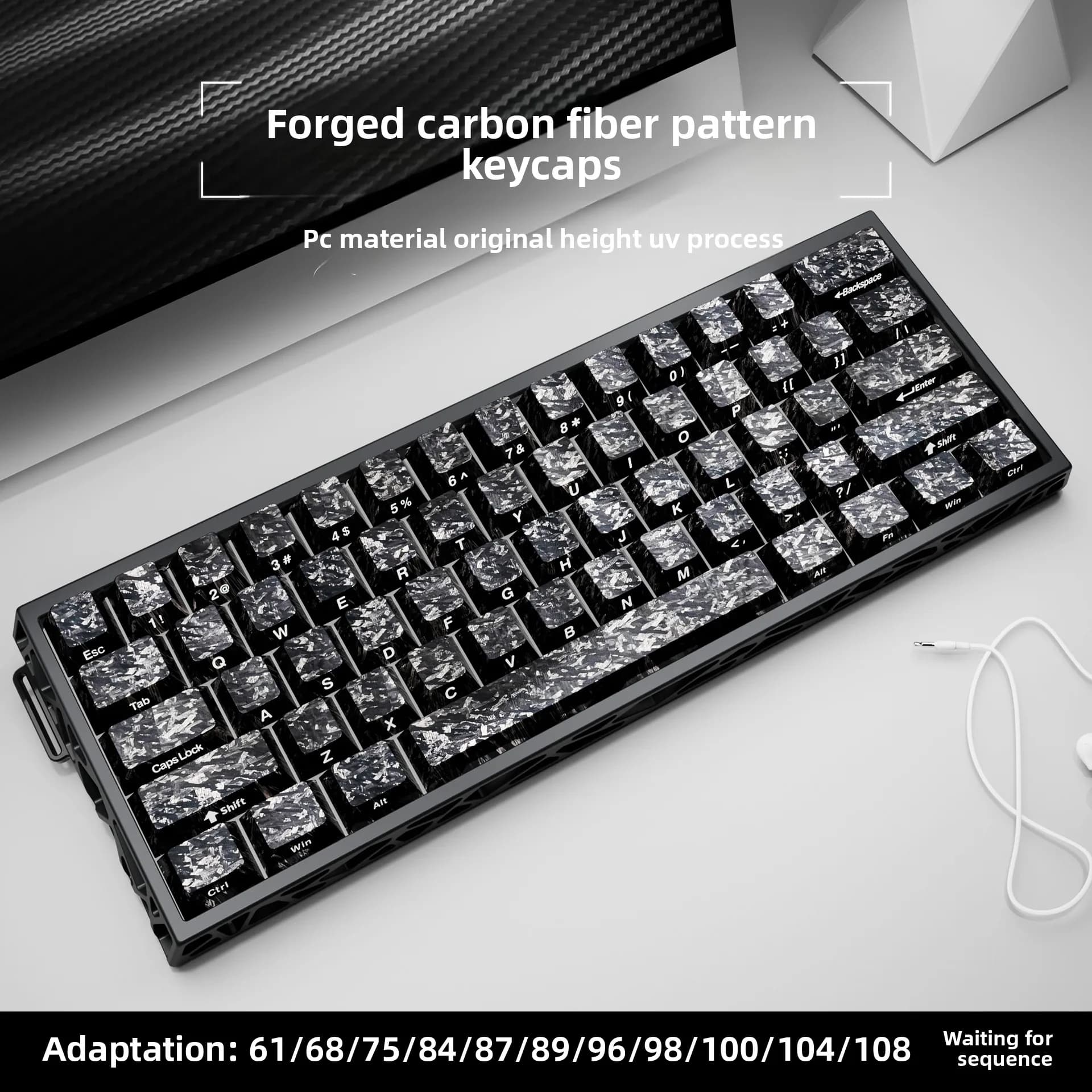 Keycaps in Fibra di Carbonio con Texture, Carbonio Forgiato con Stampa Laterale, Profilo OEM Compatibile con Tastiera Meccanica a Switch Magnetici