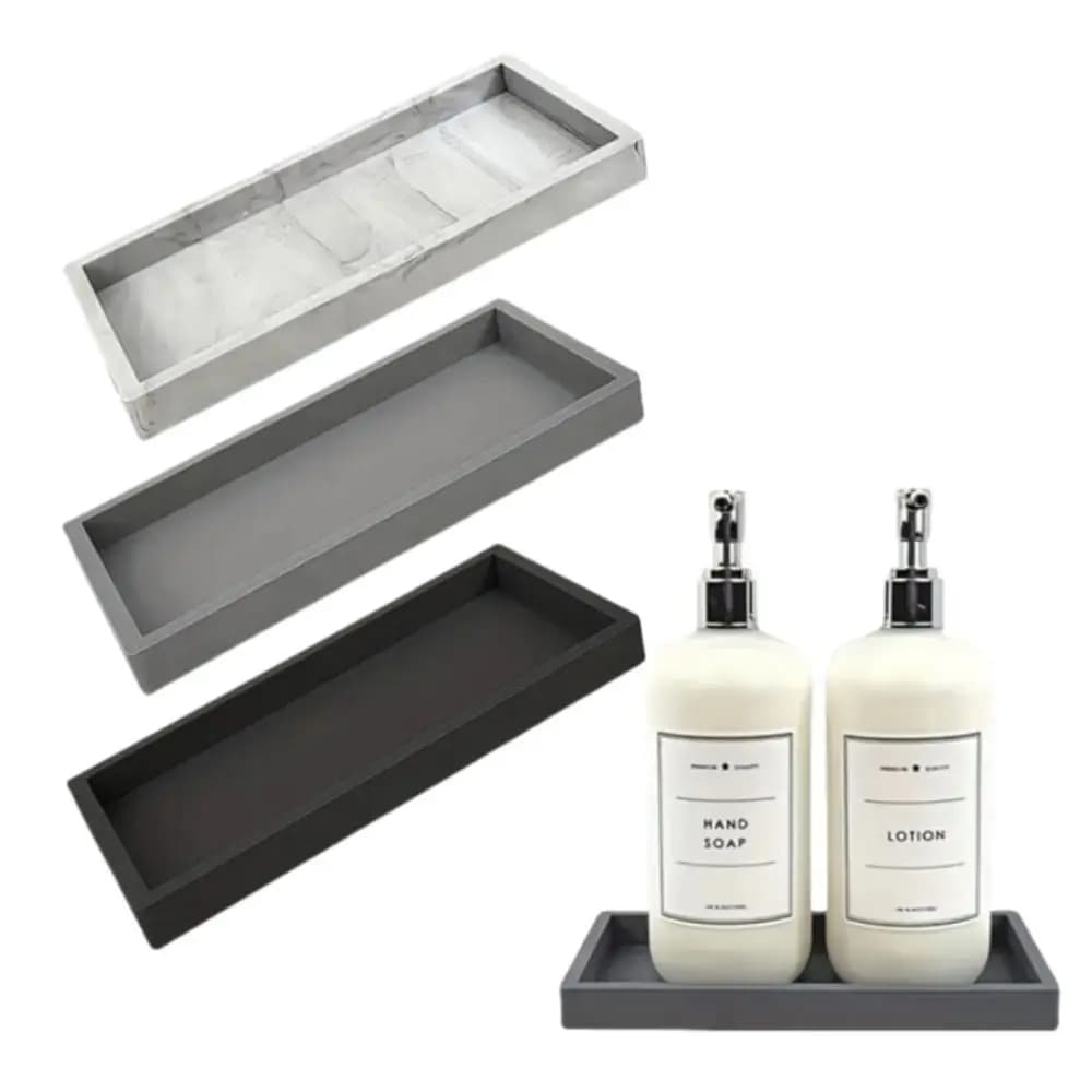 Thickened Bathroom Counter Tray Shatterproof Rectangular Soap Dispenser Tray Lightweight Kitchen Sink Countertop Organize