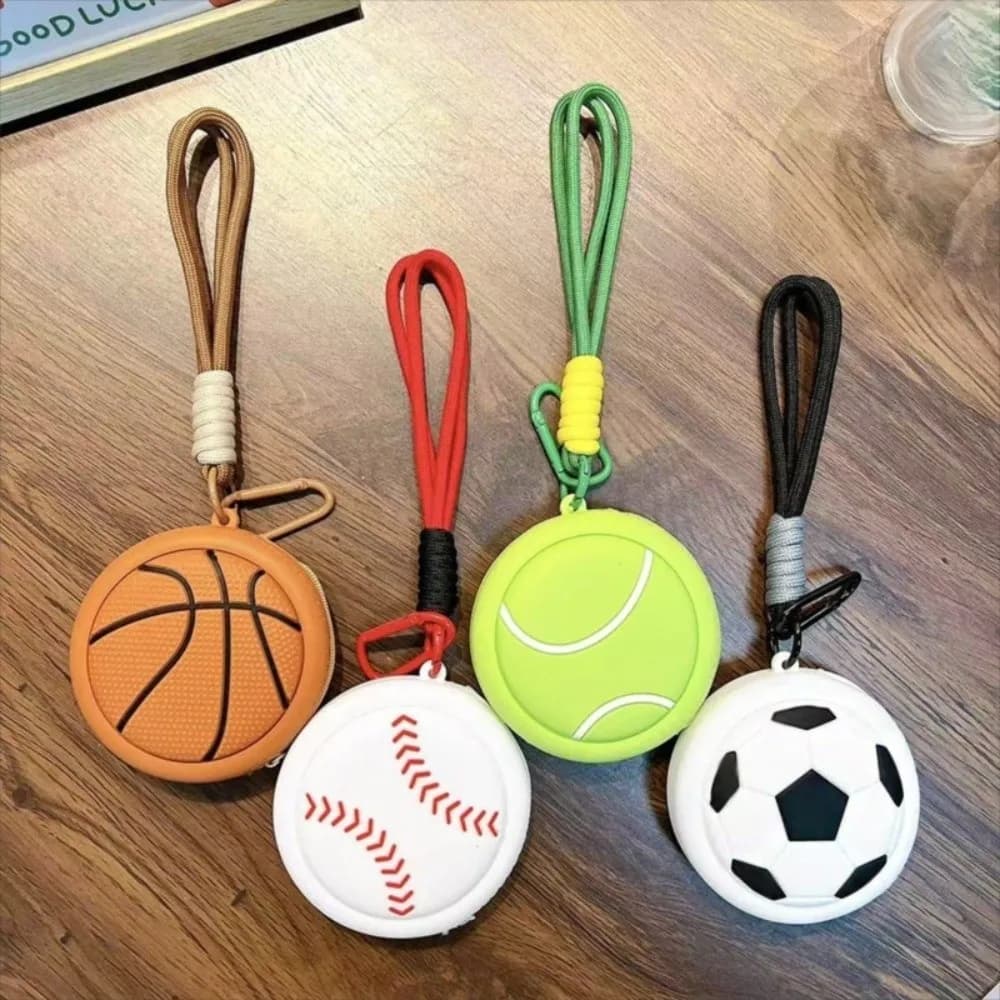 Creativo cartone animato sportivo borsa portaoggetti basket pallavolo portachiavi portafoglio baseball calcio portachiavi portamonete custodia per auricolari