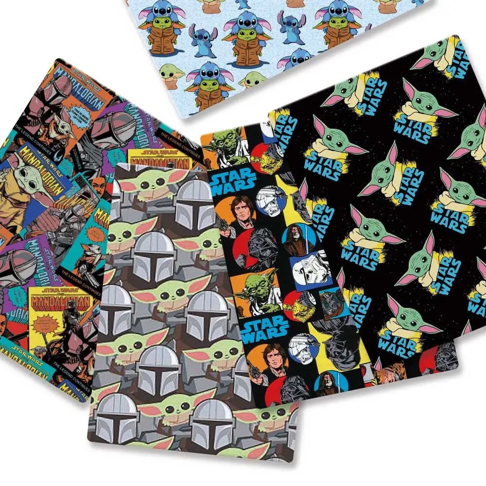 Tessuto stampato con cartoni animati 140x50CM, in poliestere/100% cotone/raso, per patchwork, cucito, bambole, tende, per bambini, a tema Star Wars