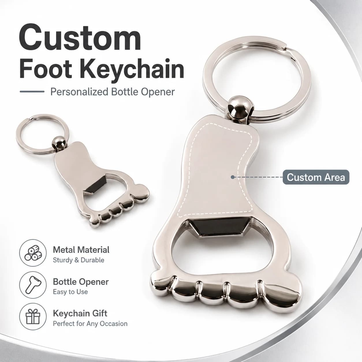 Custom Text Stainless Steel Bottle Opener DIY Metal Keychain Personalized Laser Engraving Custom Text Bottle Opener