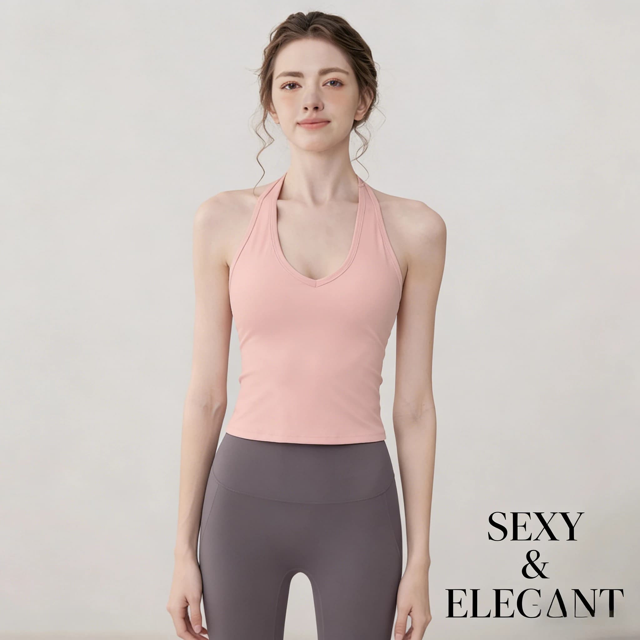 Top sportivo da donna con imbottitura integrata, schiena decorata, ad asciugatura rapida e traspirante, ideale per yoga, pilates, fitness, allenamento, abbigliamento estivo.