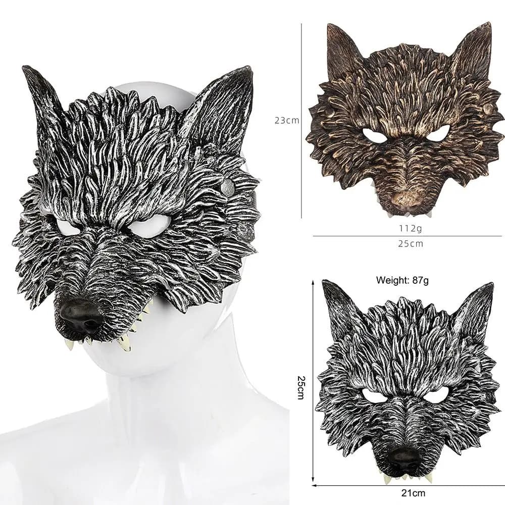 New Mysterious Werewolf Mask 3D Realistic Soft PU Foam Wolf Head Mask Costume Prop Halloween Headgear Costume Masquerade