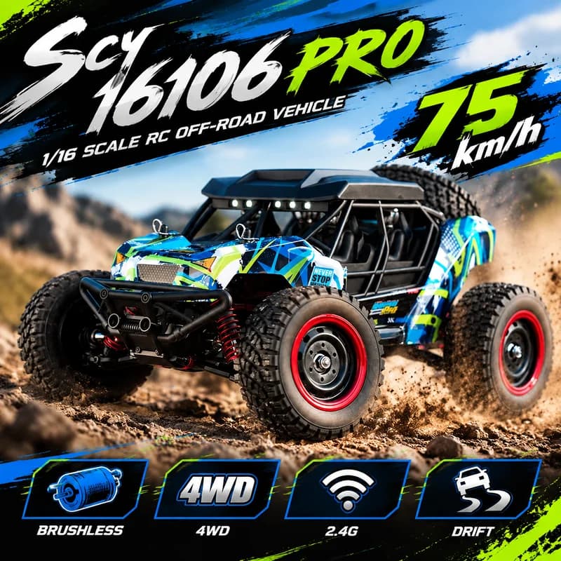 Scy 16106pro 1:16 Full‑Scale 4wd Brushless Rc Off‑Road Vehicle 75km/H High Speed 2.4g Remote Control Drift Car Hobby Toy Gift