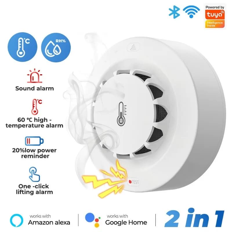 Smart WiFi Smoke Detector Smoke Fire Monitoring Wireless Indoor Smoke Sensor Alarm