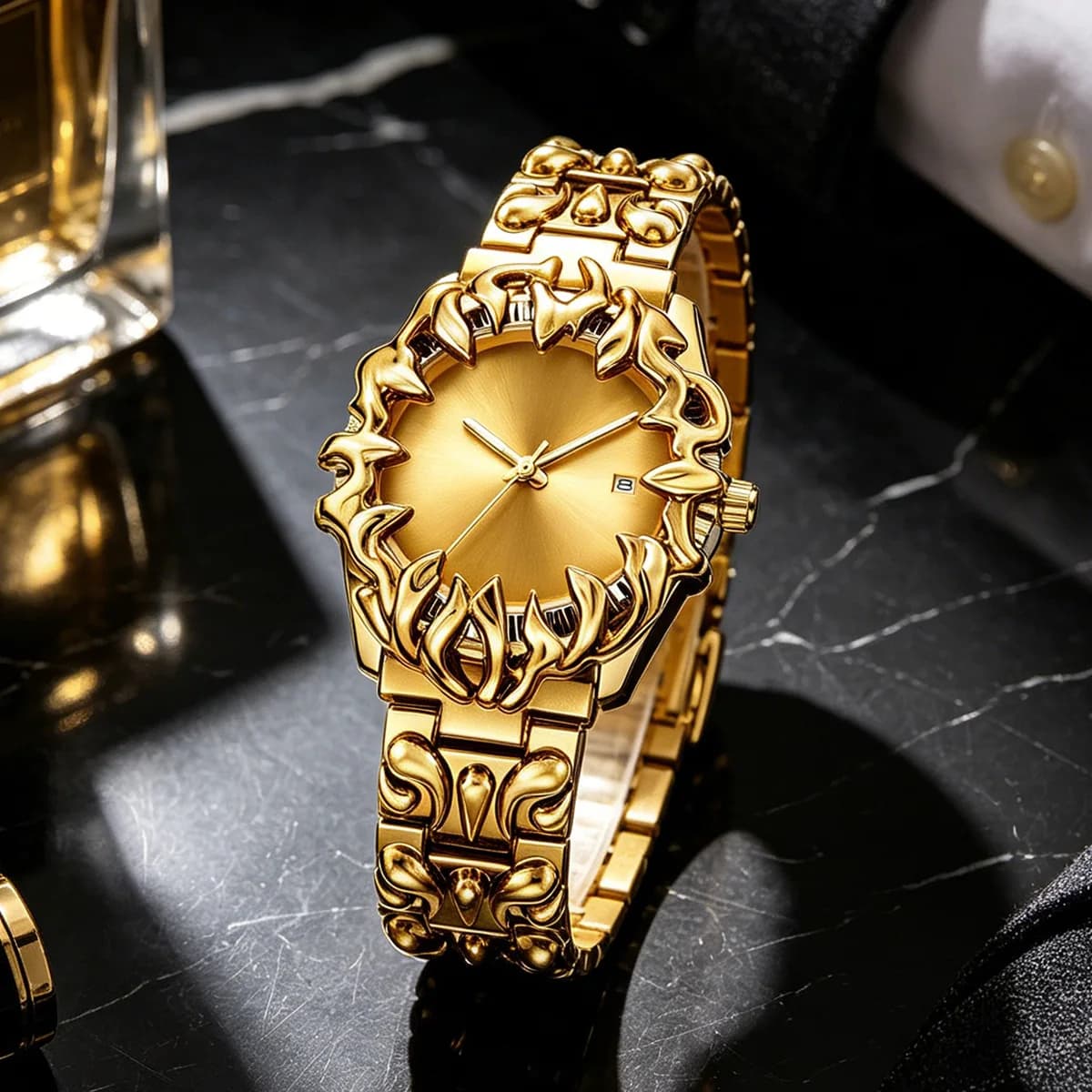 New Fashion Men Watches Y2K Claw Watch Alabaster Style Waterproof Calendar Quartz Wristwatches Relogio Masculino Drop Shipping
