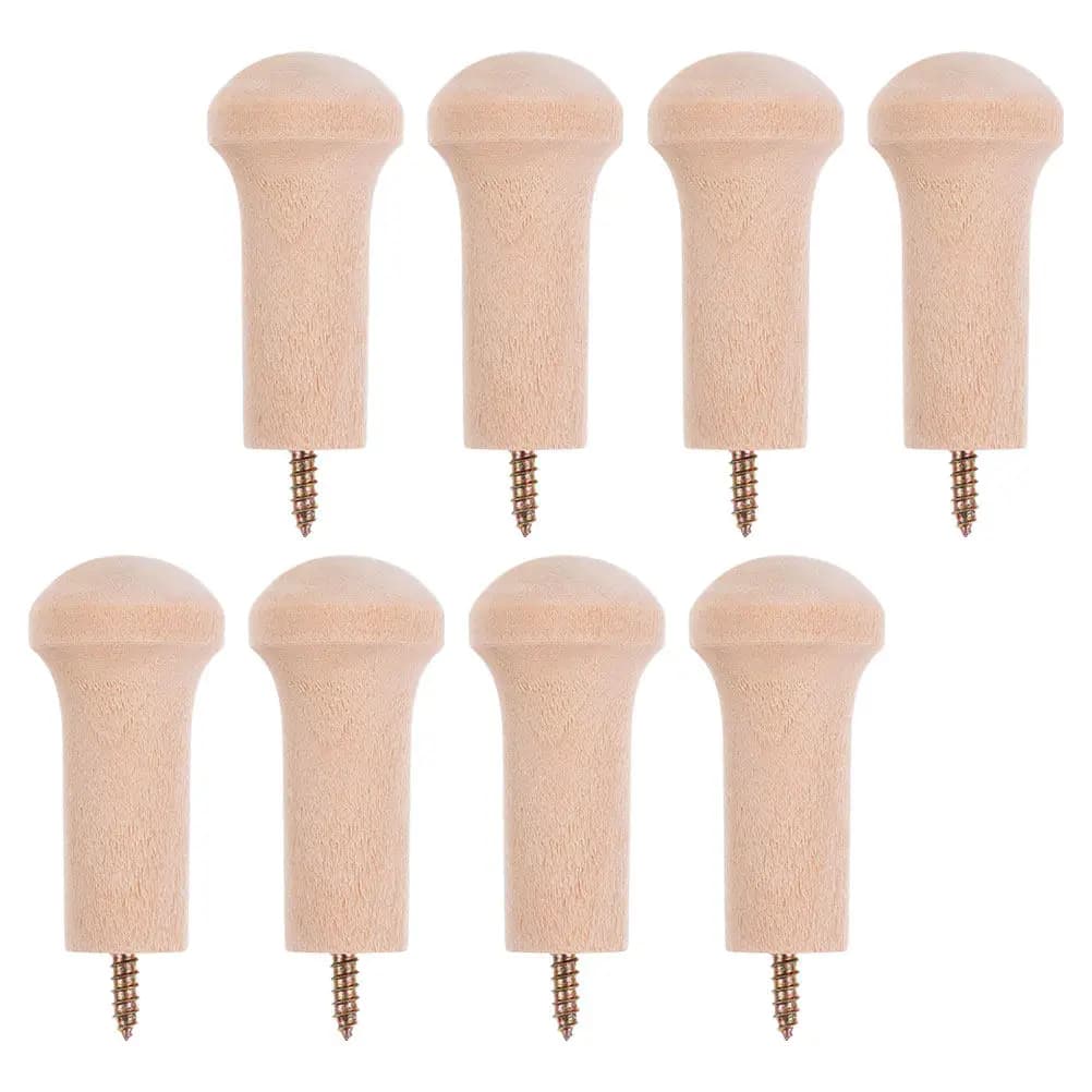 8Pcs Wooden Wall Hooks Natural Unfinished Wood Coat Hanger Hooks Heavy Duty Screw on Peg Rack for Bedroom Bathroom Kitchen