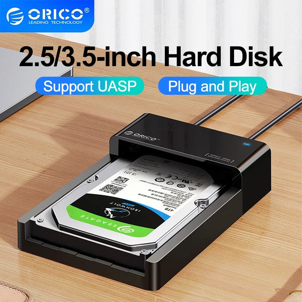 ORICO Custodia per disco rigido da 2,5/3,5 pollici Custodia per disco rigido da 2,5" USB 3.0 SATA 6Gbps per SSD HDD Custodia per disco rigido esterno Supporto UASP