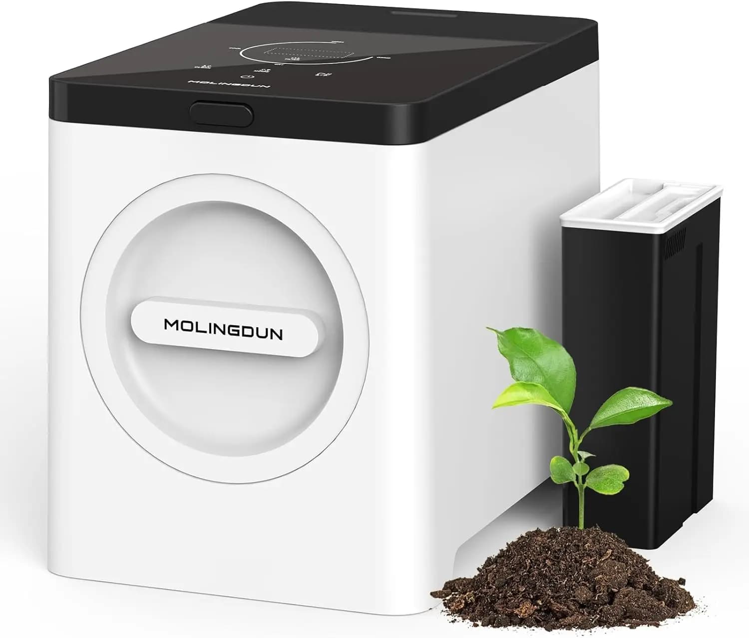 Compostiera elettrica da 3 litri per piano di lavoro della cucina, modello One Touch Smart con maniglia per rifiuti alimentari e tripla lama di triturazione.