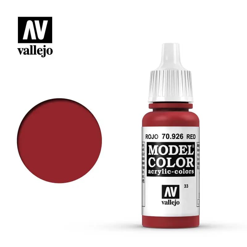 Vallejo Acrylic paints AV Spain 70926 033 Rojo Red colors Model Coloring Water-Based Hand Painted Gunpla GundamTank 17ml