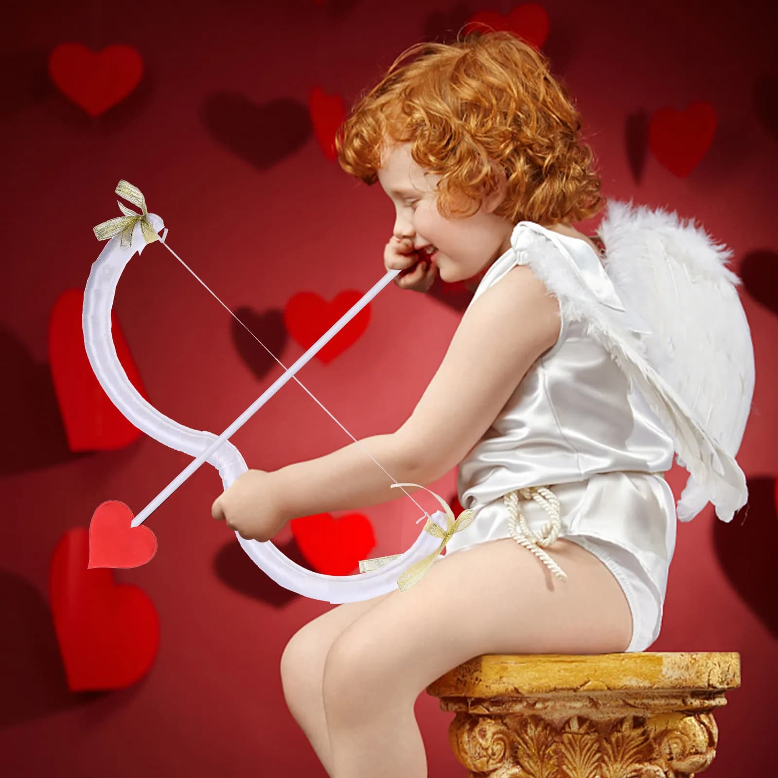 Set Arco e Frecce di Cupido in Schiuma Leggera Riutilizzabile per Costume di San Valentino e Feste a Tema Cupido