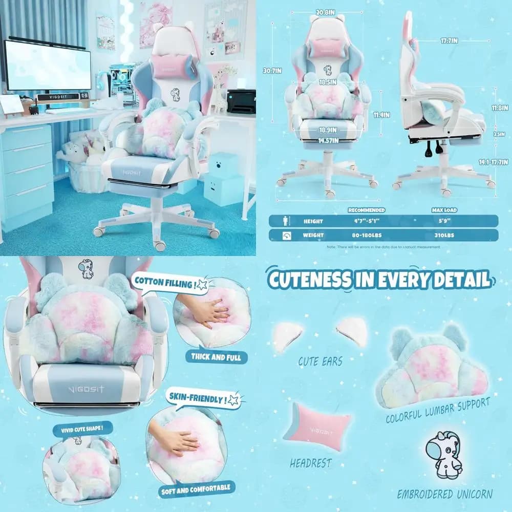 Sedia da gioco ergonomica regolabile in pelle PU con girevole a 360° per giocatori e adulti, comoda sedia da scrivania per bambini