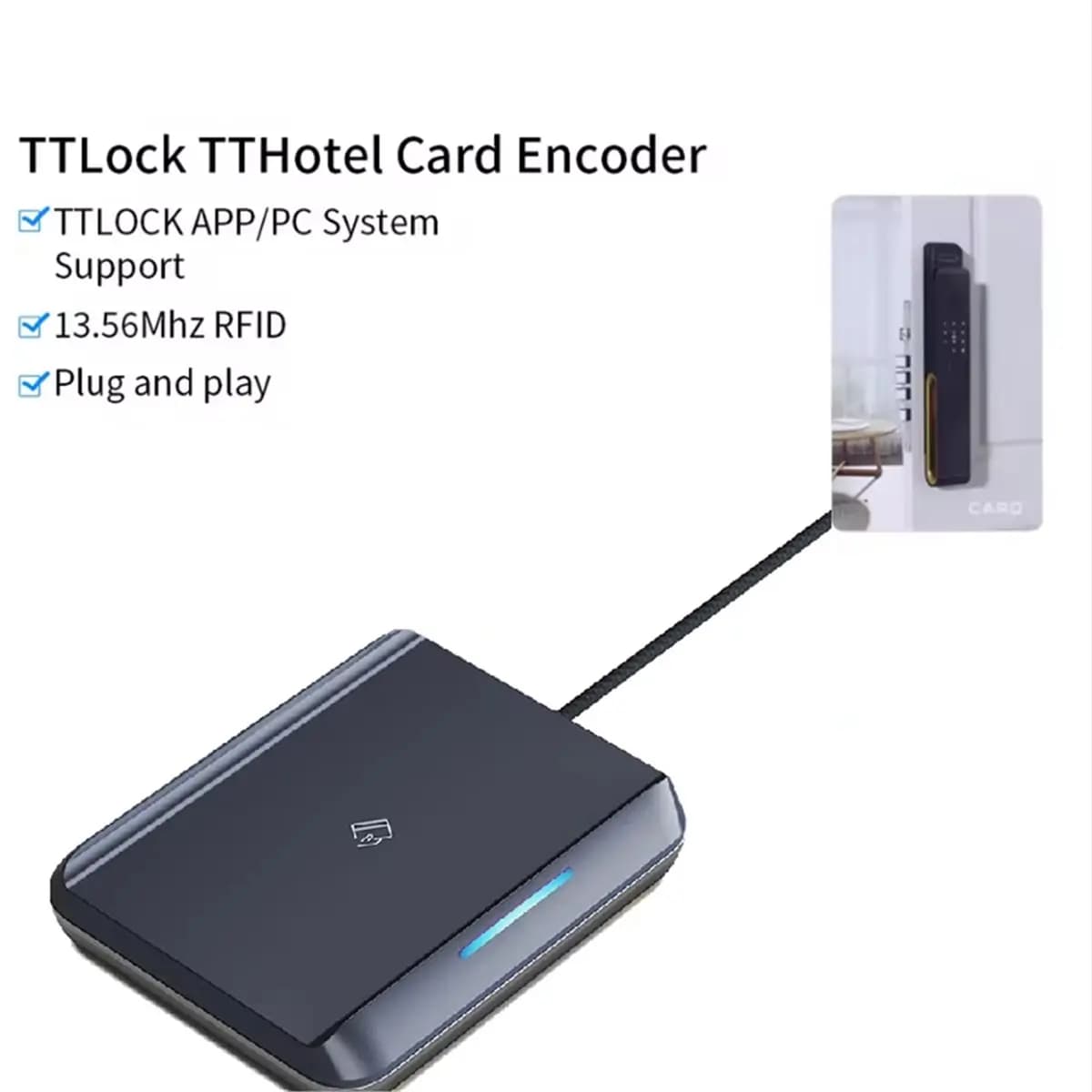 TTLOCK Card Encoder Smart Card Sensor NFC 13.56M M1 IC Card Reader RFID Chip Scanner for TTHotel System Hotel