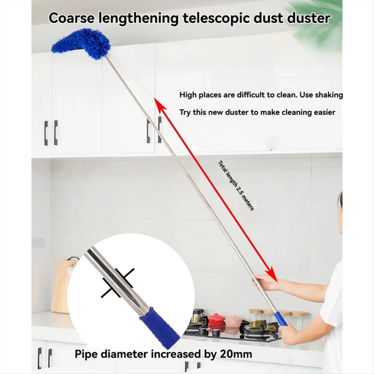 SEMOIC 4-in-1 Estensibile In Microfibra Spolverino Asta di Prolunga Ventilatore Da Soffitto Spolverino Rimozione Della Polvere Soffitto Spolverino Strumento di Pulizia