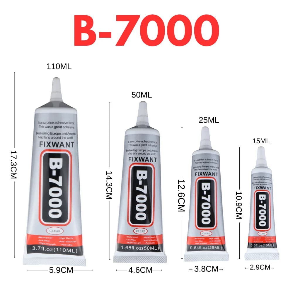 B-7000 15/25/50/110ML Colla trasparente per riparazione schermo del telefono B7000 Adesivo universale in plastica per vetro fai da te con applicatore di precisione