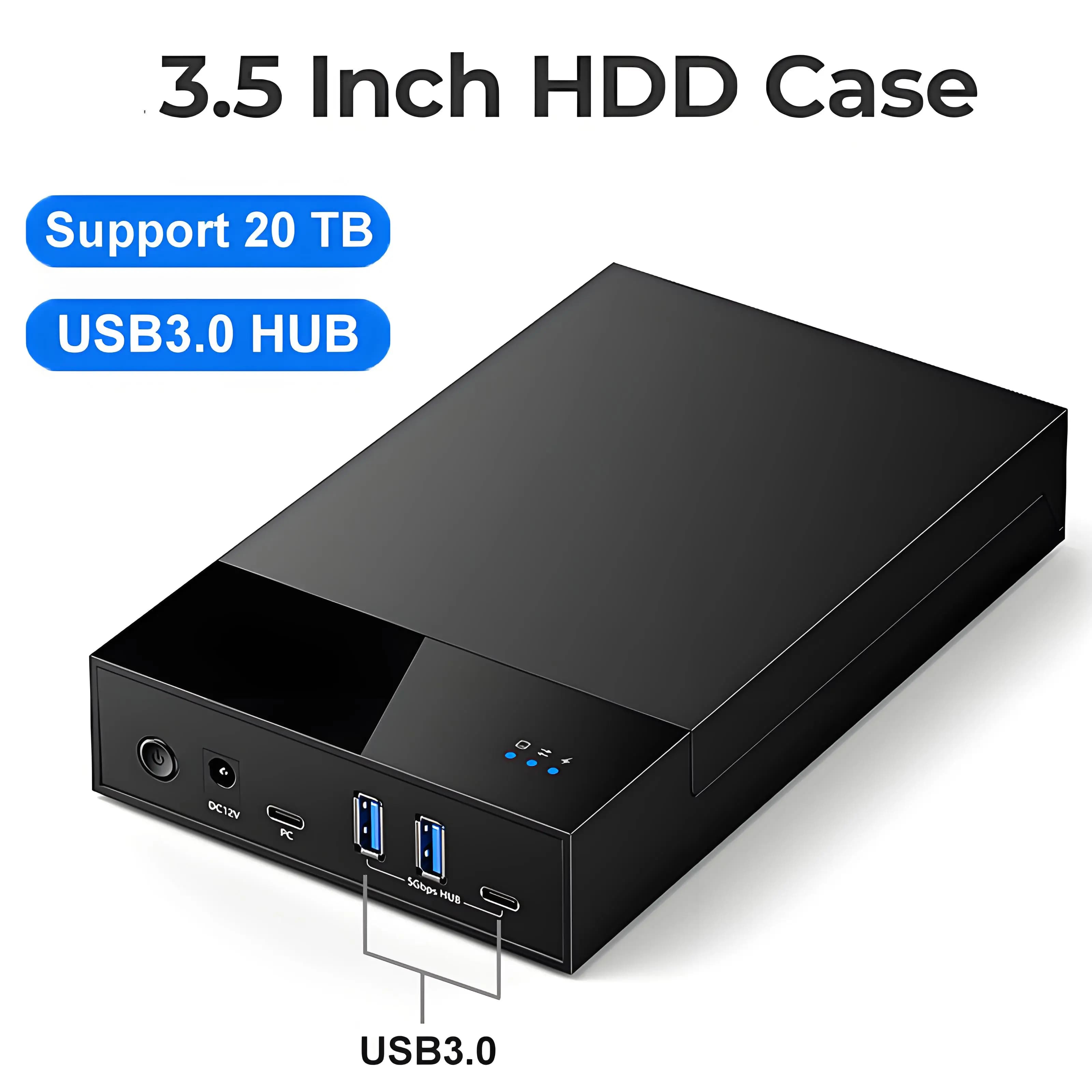 Custodia per disco rigido da 3,5/2,5 pollici con HUB USB 3.0 Lettore per disco rigido esterno da USB 3.0 a SATA Supporto per custodia per disco rigido da 20 TB per laptop