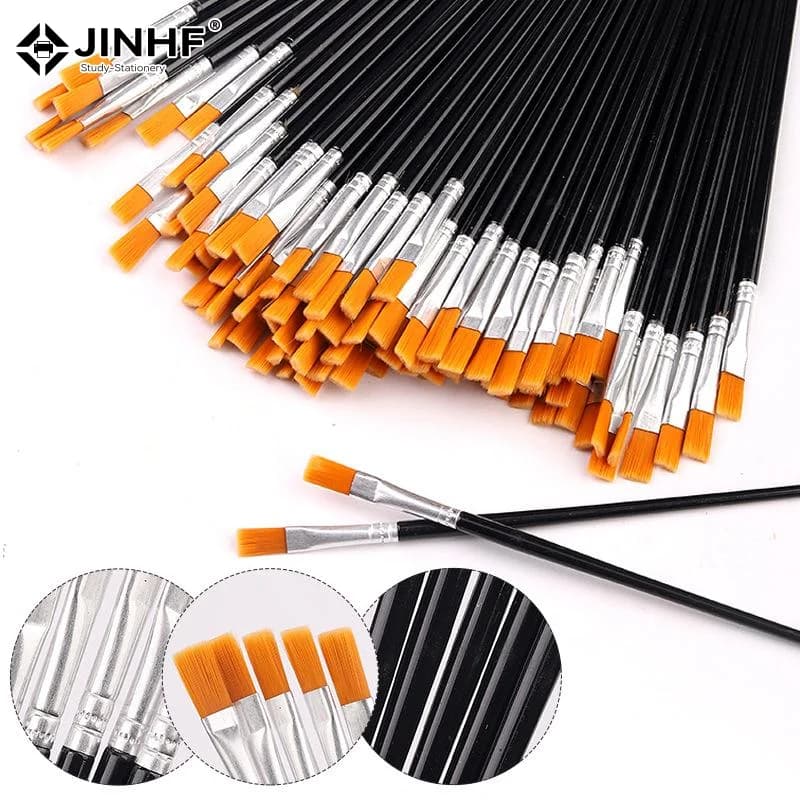 30/60/100/110Pcs Painting Brushes Set Art Round / Flat Brushs Nylon Hair Paint Brushes Pen For Oil Watercolor Art Supplies
