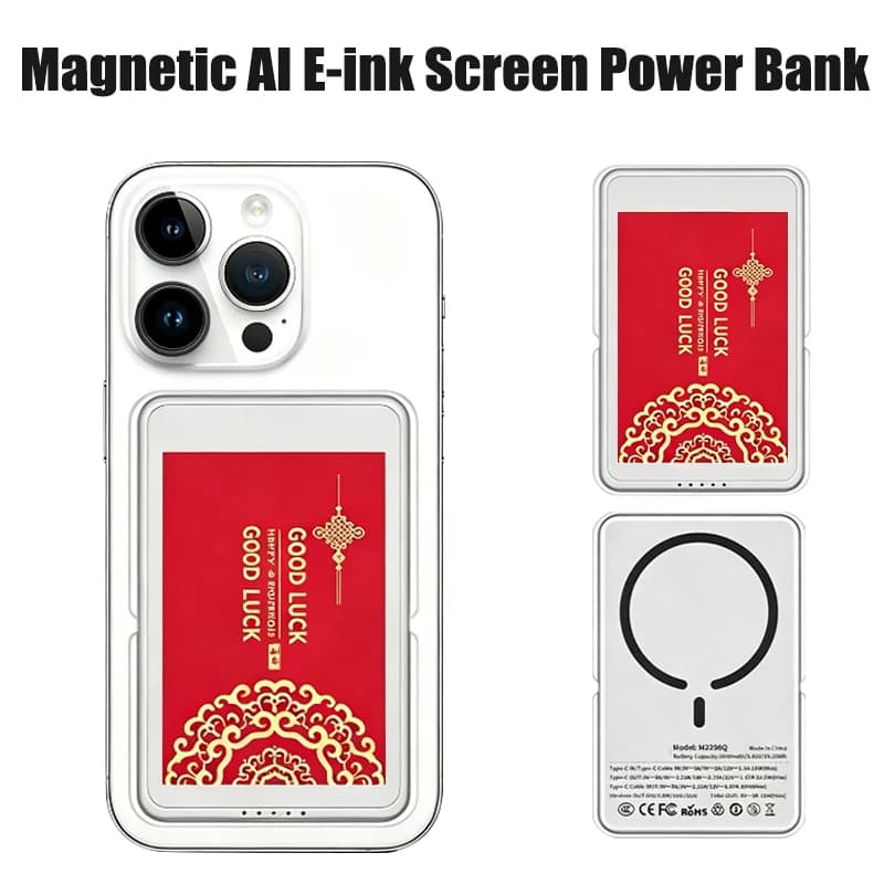 15W Magnetic Wireless Power Bank With AI E-ink Screen 50000mAh 22.5W Wired Charging External Battery Charger for Samsung iPhone