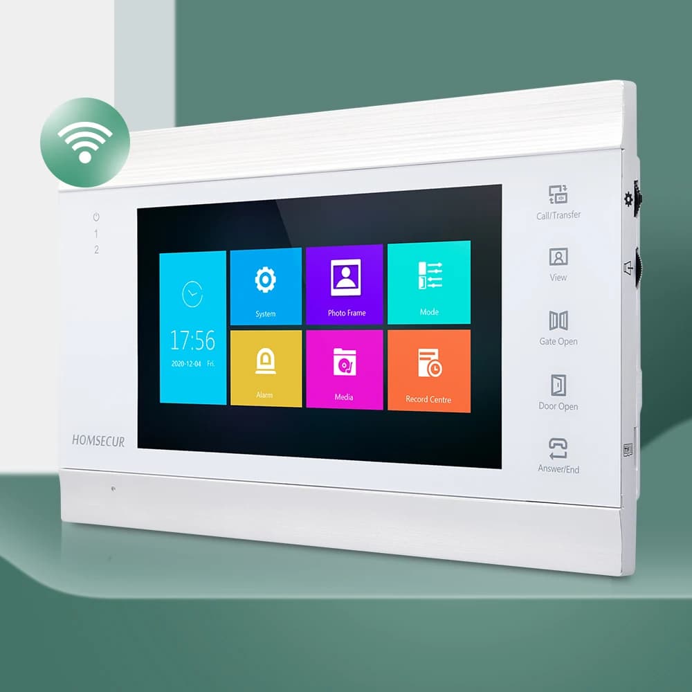 Monitor interno WIFI HOMSECUR BM705WF-W per sistema citofonico con videocitofono HDK 1080P