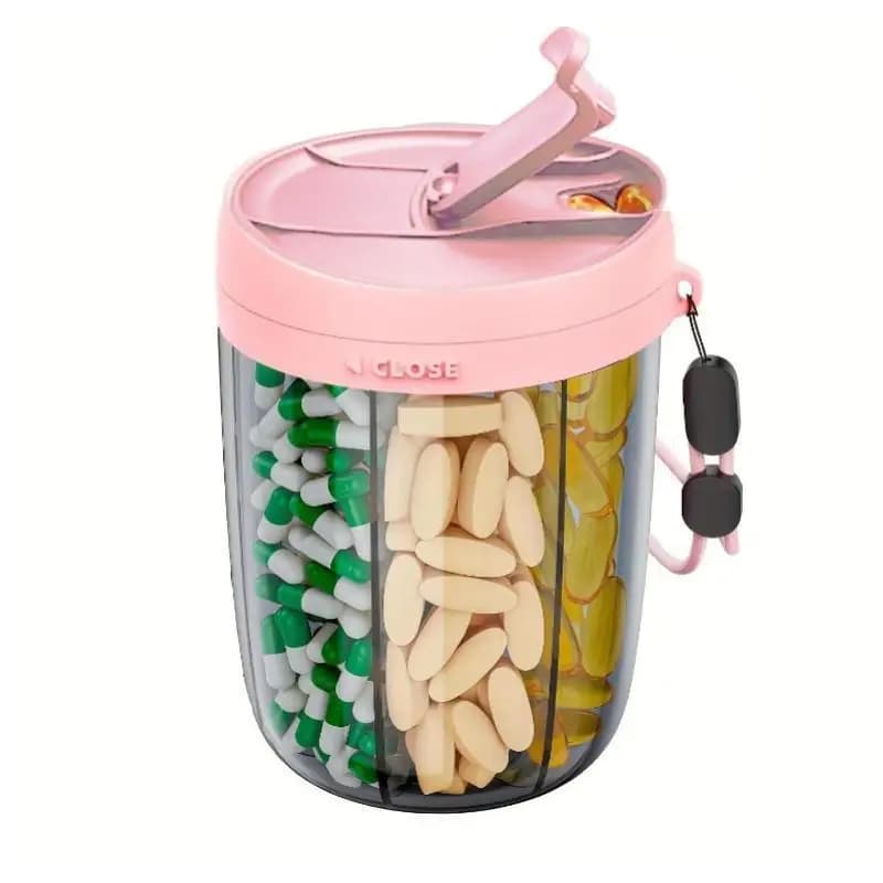 *1Pcs Daily Medicine Organizer Portable 6-Compartment Vitamin Supplement Pill Storage Box For Unisex Home And Travel Use