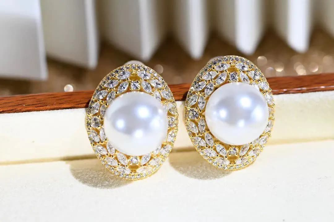 Orecchini in argento sterling S925 all'ingrosso Montaggio Risultati Impostazioni Base Parti di montaggio Accessorio per perle da 10-11 mm 5 paia/lotto
