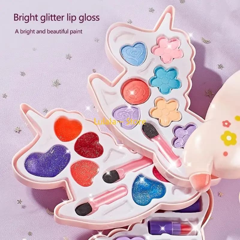 Y4QA Kid Girls Makeup Cosmetic Set with Storage Box Eyeshadow Makeup Toy Set