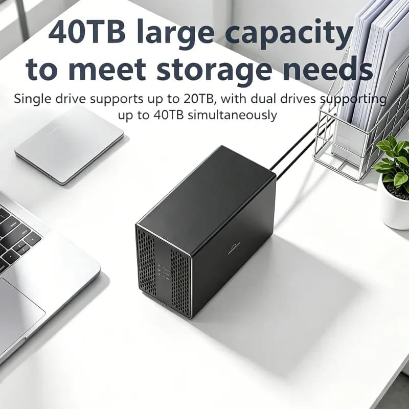 Box per Array SATA con Dissipazione di Calore, Doppio Alloggiamento da 3,5 Pollici, USB 3.0 Tipo C, Enclosure Esterno per HDD Server