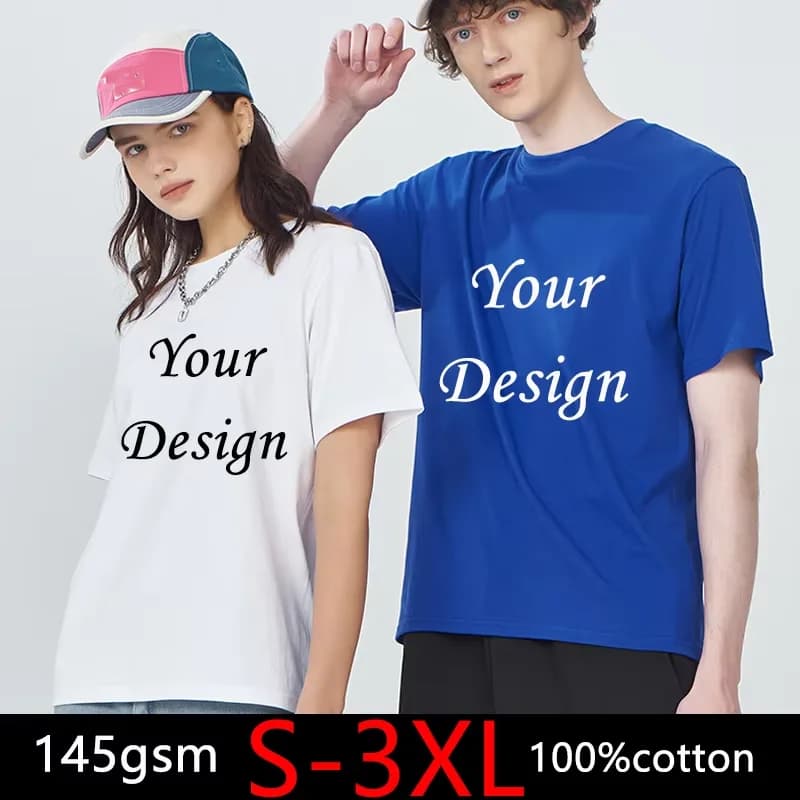 Free print 100% cotton Custom T shirts Make Your Design Logo Pictures or Texts Women Men T shirt Eur size S-3XL