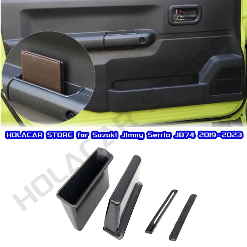Tasca interna della maniglia della cassa del contenitore del telefono dell'organizzatore della scatola di immagazzinaggio laterale della porta anteriore dell'automobile per Suzuki Jimny JB64 JB74 2019-2023 Gen 4