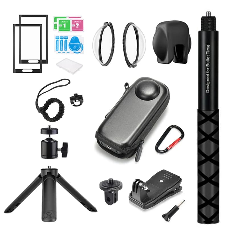 Tempered Glass Film for Insta360 X5 HD Glass Lens Guards Lens Cap PU Storage Bag Selfie Stick Wrist Strap Camera Accessories