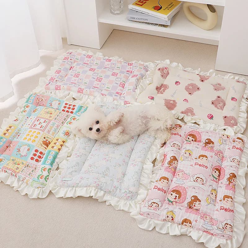 Luxury Princess Pets Cushion Sweet Dog Warm Bed Mat With Fixed Rope Rug For Kitten And Puppy Pet Bed For Dog Winter Blanket