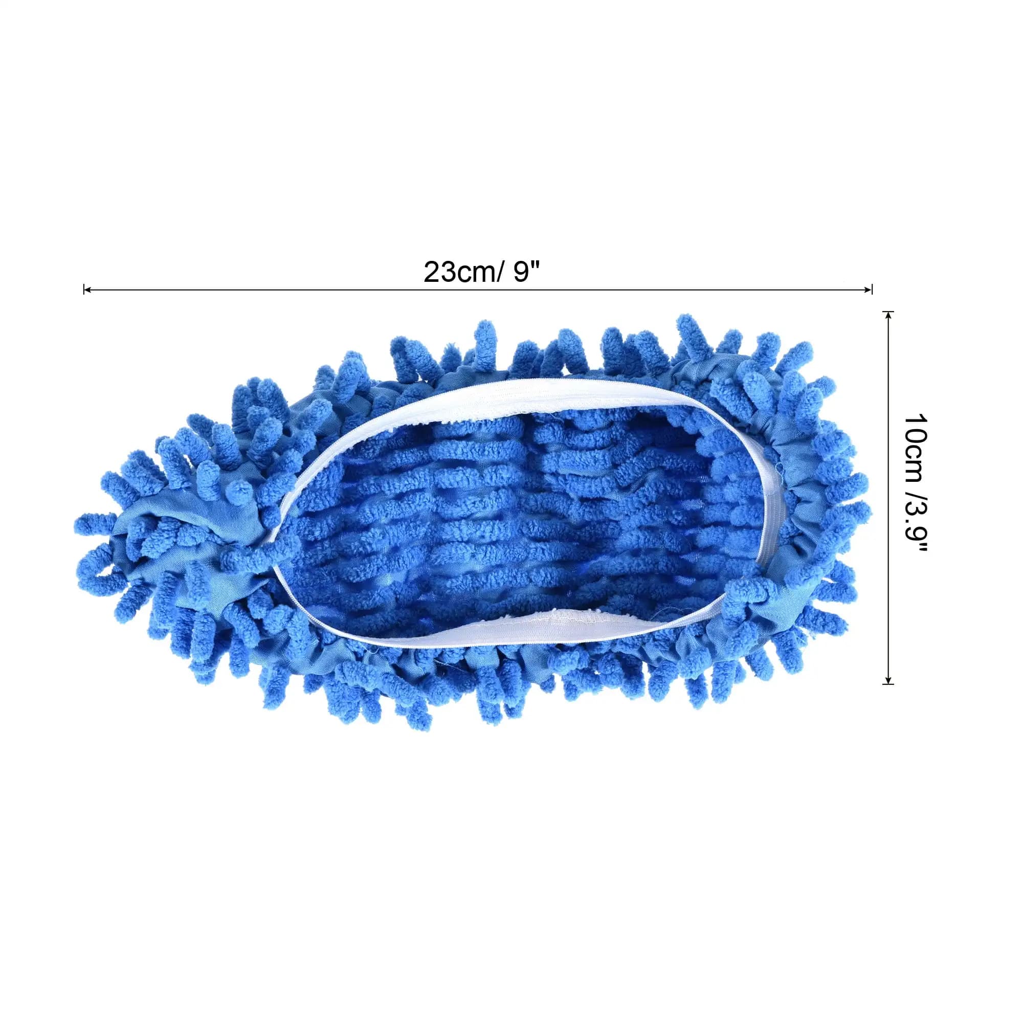 Washable Reusable Non Slip Mop Slippers Chenille Floor Cleaning Shoe Covers Blue for Home Kitchen Bathroom House