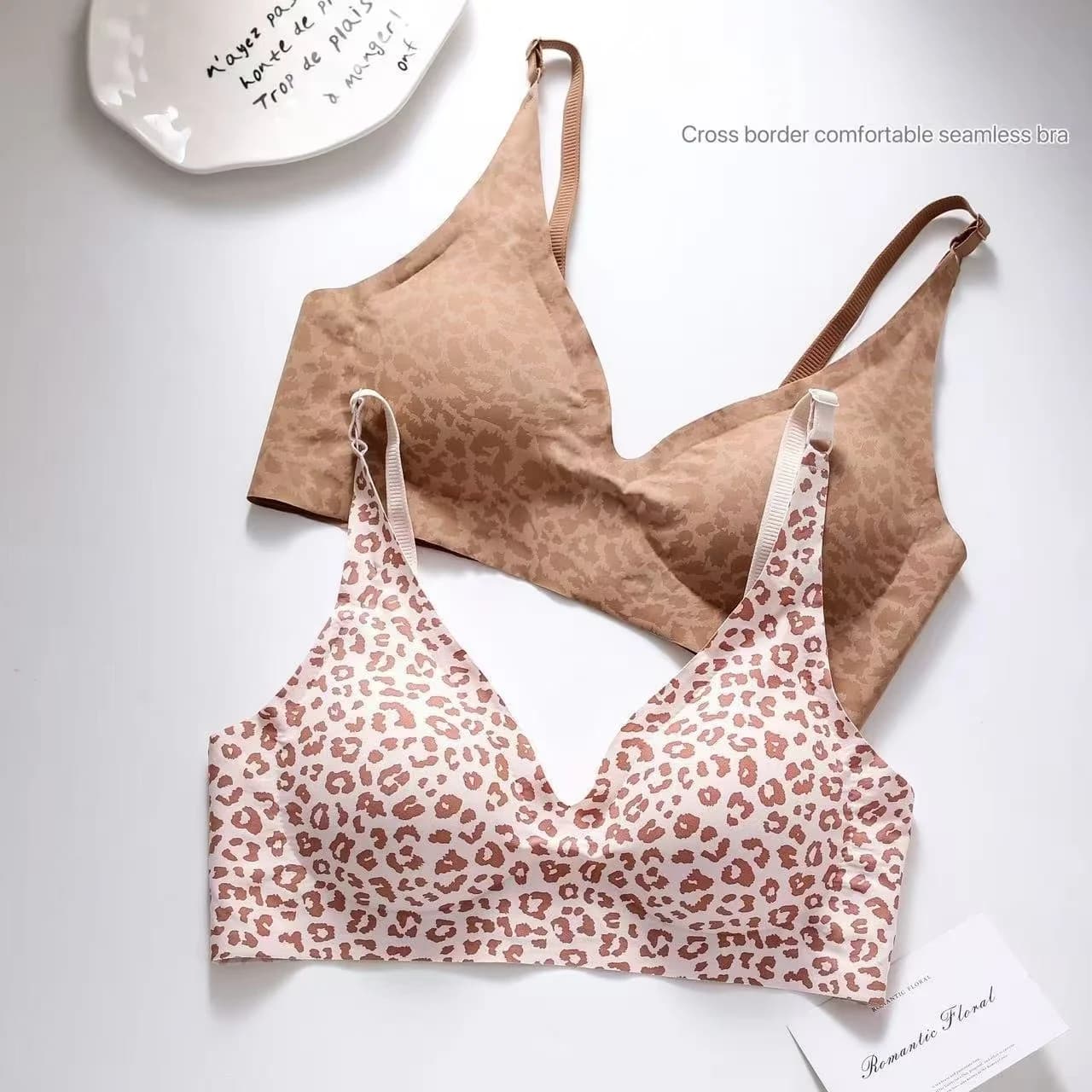 Women's Sexy Wireless Minimizer Push-Up Bra Soft Support Lift Gathered Comfortable Underwear for Large Bust